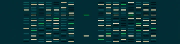 Two columns of dashes, most paired and a few unpaired