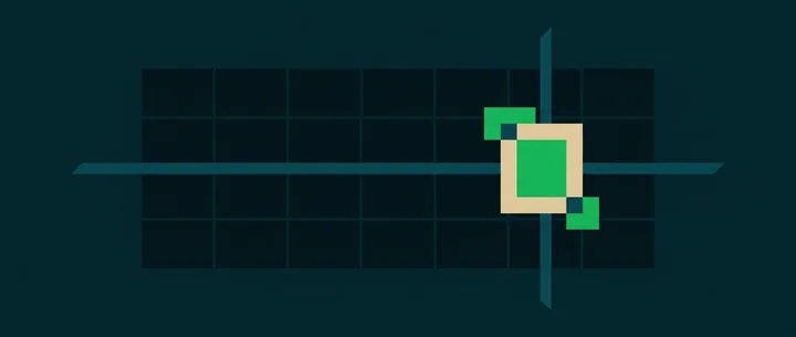 A faint grid with one row and one column meeting at a bright node