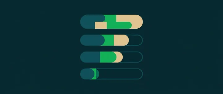 Four bars filling progressively, the last sealed by a solid block